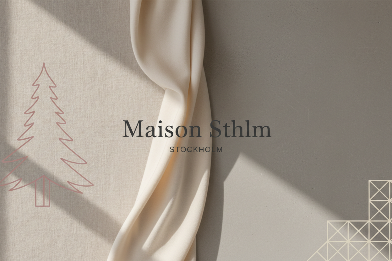 mooie achtergrond voor kleding merk  met de naam maison sthlm erin en dan heel breed maar niet lang 